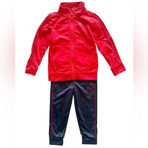 Puma Toddler Boy’s Red and Navy Track Suit Size 4T NWT